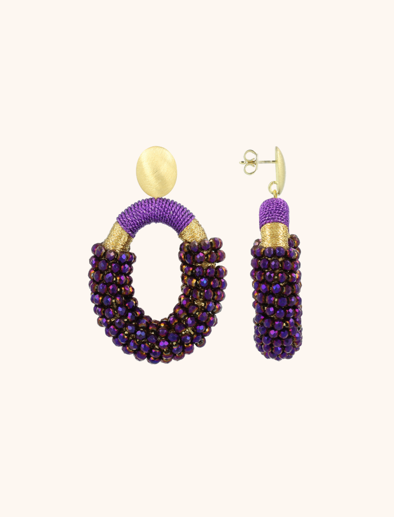 METALLIC PURPLE OORBELLEN YARA COMBI OVAL M