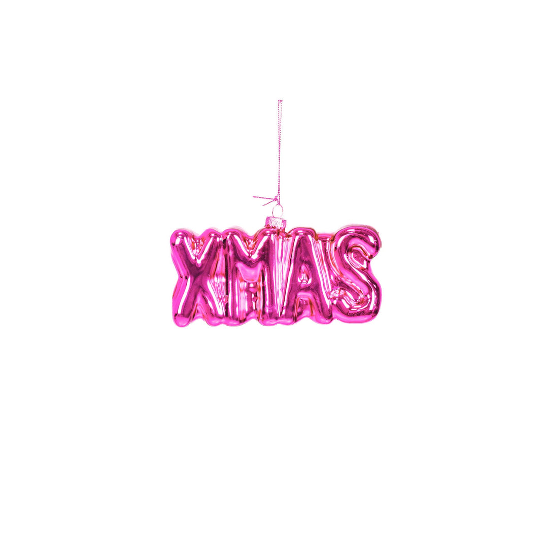 Ornament Kersthanger XMAS - Roze - Glas - 4,5x3,5x7,5cm