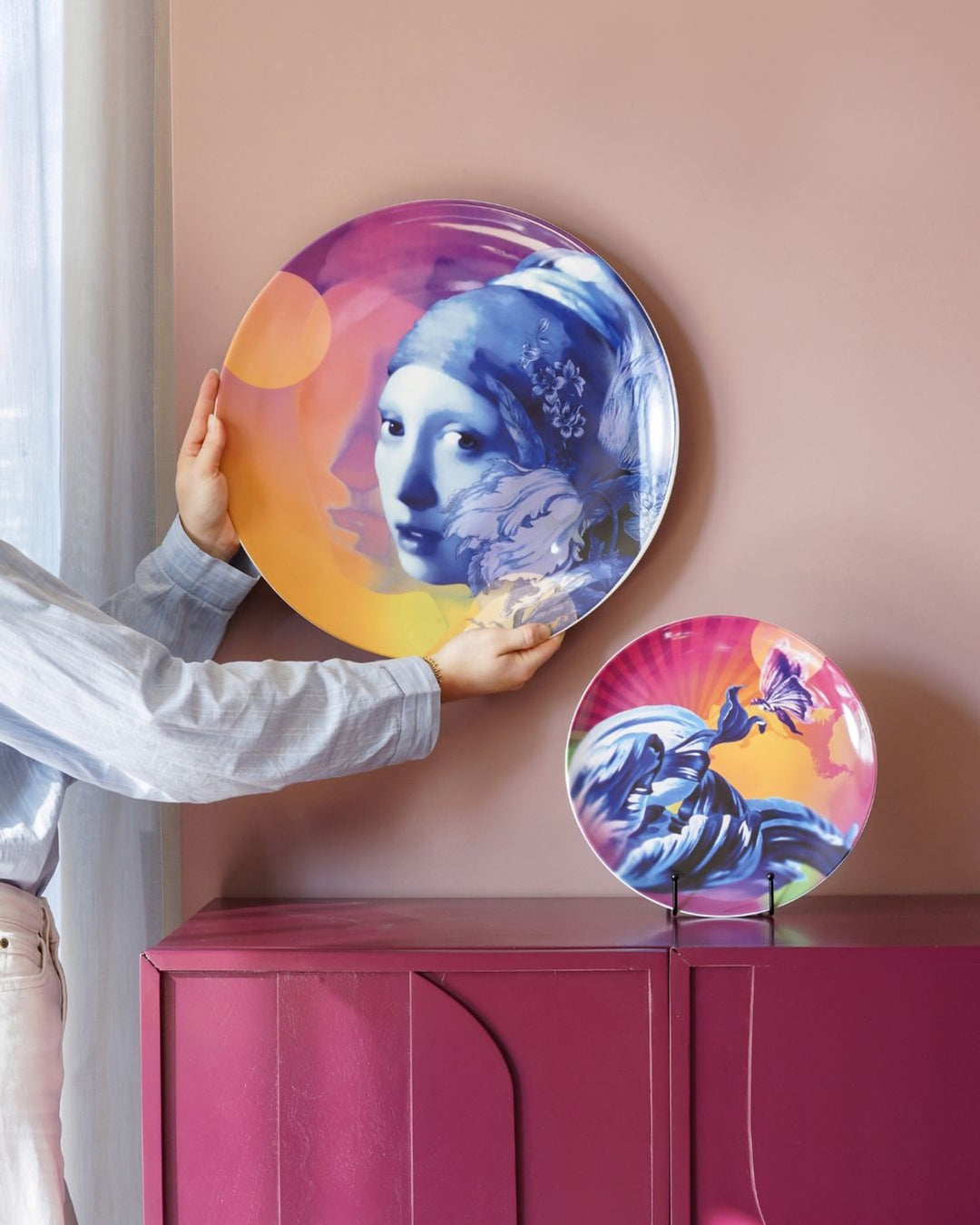 Wandbord Color Pop - Meisje met de parel - 42cm