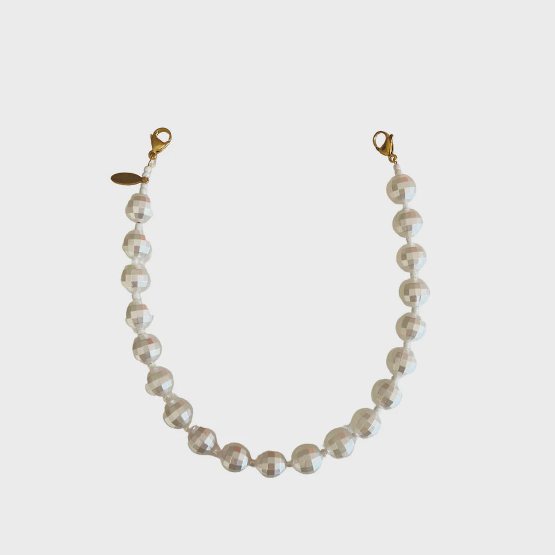 SMALL DISCO PHONE CORD - PEARL WHITE