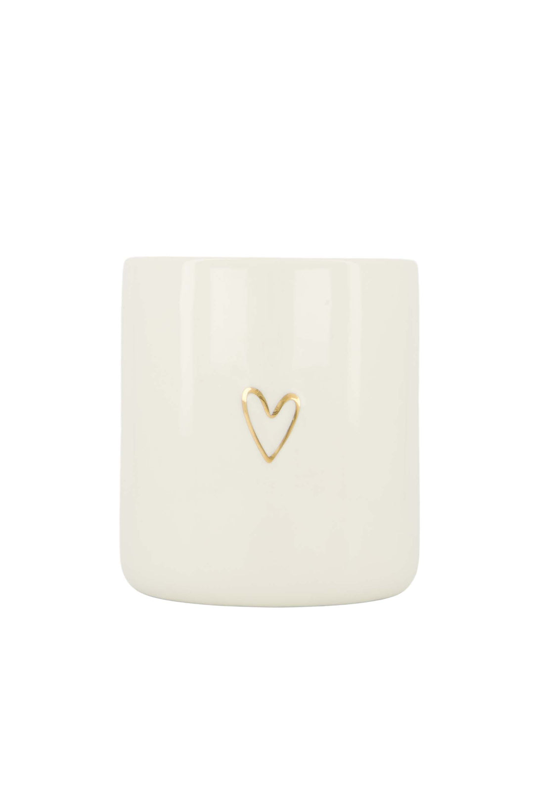 voorraadpot met deksel keramiek M lijn hartje wit/goud