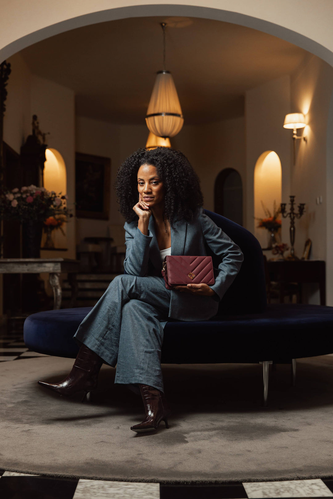 Clutch Diva Apple Leather Burgundy