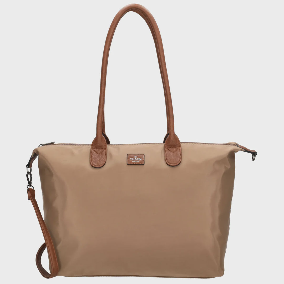 Charm London Buckingham Schoudertas 15,6 inch Taupe