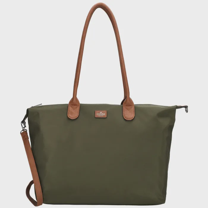 Charm London Buckingham Schoudertas 15,6 inch Olijfgroen