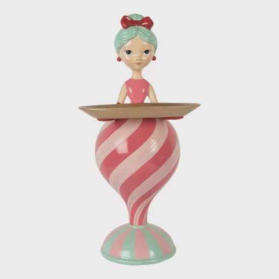 Decoratie Kind met schaaltje Roze Groen 22x20x46 cm