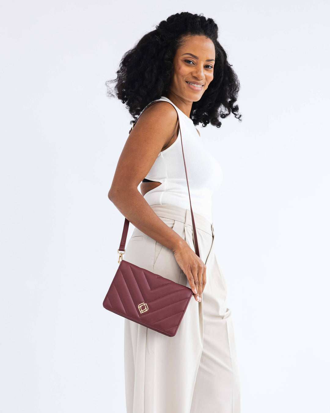 Clutch Diva Apple Leather Burgundy