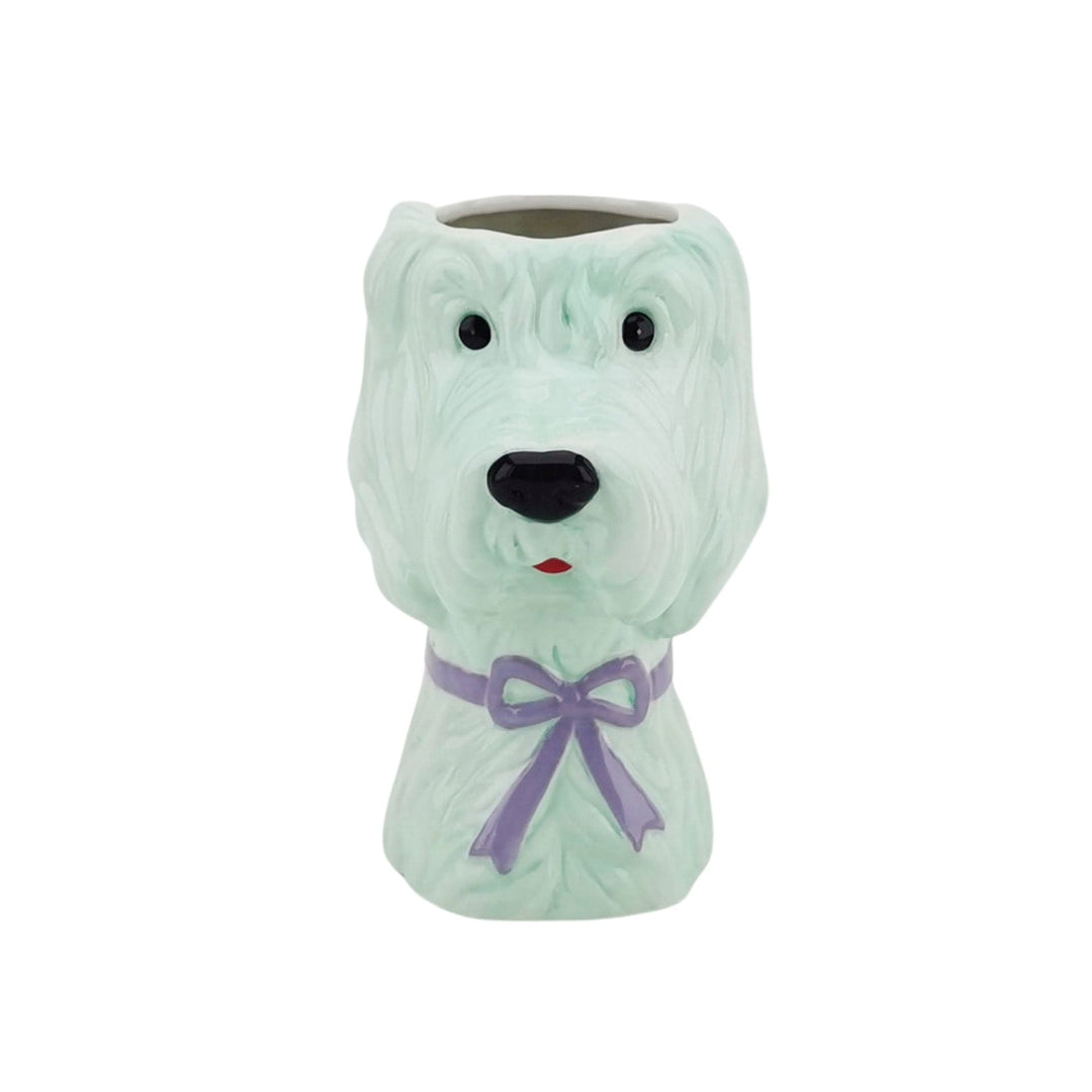 Vase -Flower Vase Dog - Mint/ Lilac- 13x14x21cm