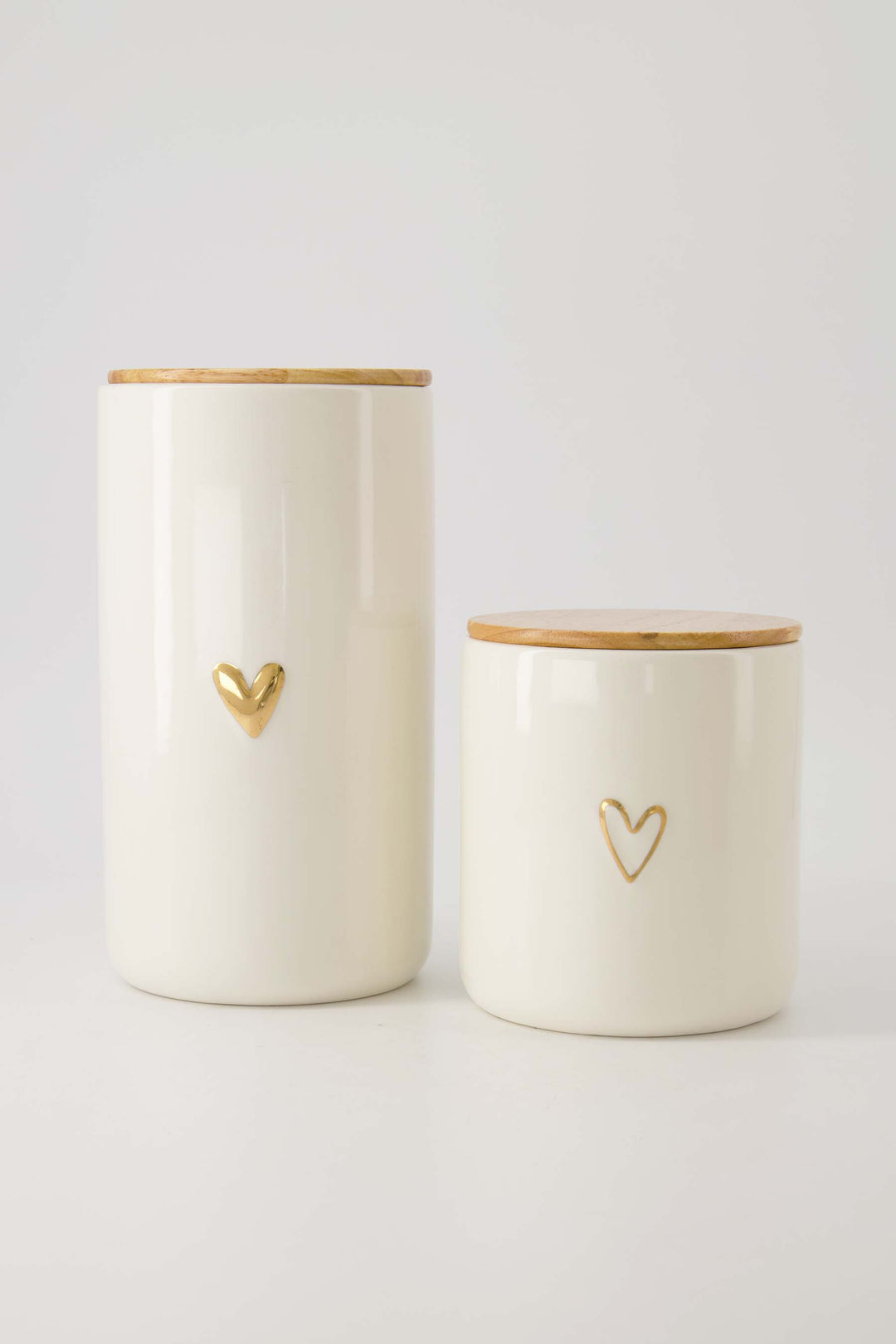 voorraadpot met deksel keramiek L hartje wit/goud