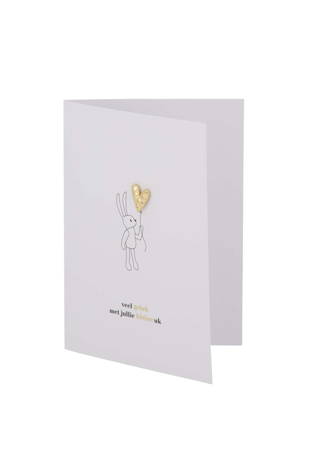 wenskaart broche hartje kleine uk wit/zwart/goud