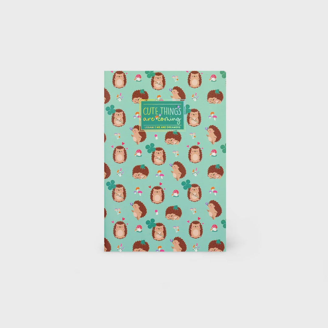 A5 Blank Notebook with Illustrated Hard Cover - Hedgehog
