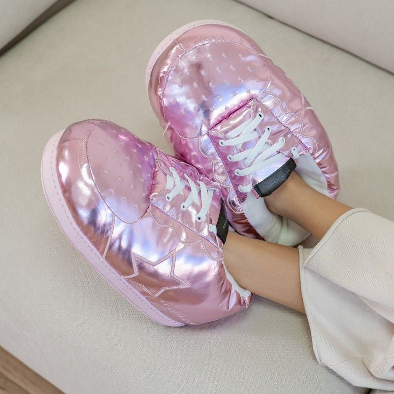 BONDIE Holographic pink giant home shoes