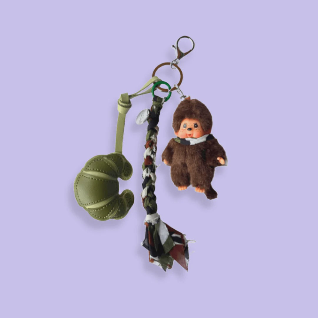 Bagcharm #87 Marron kaki / groen