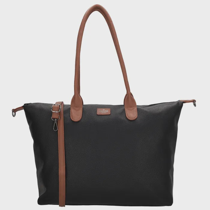 Charm London Buckingham Laptoptas 15,6 inch zwart cognac