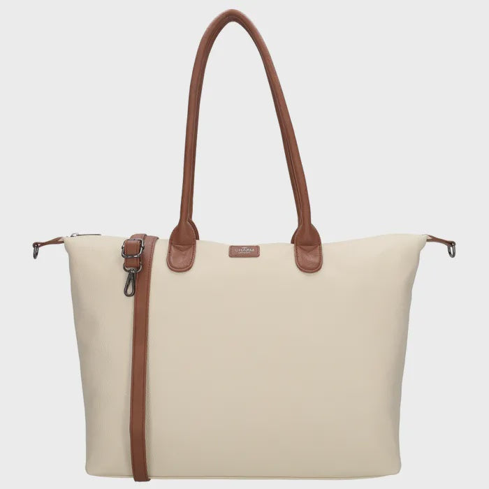 Charm London Buckingham Schoudertas 15,6 inch  043 Beige