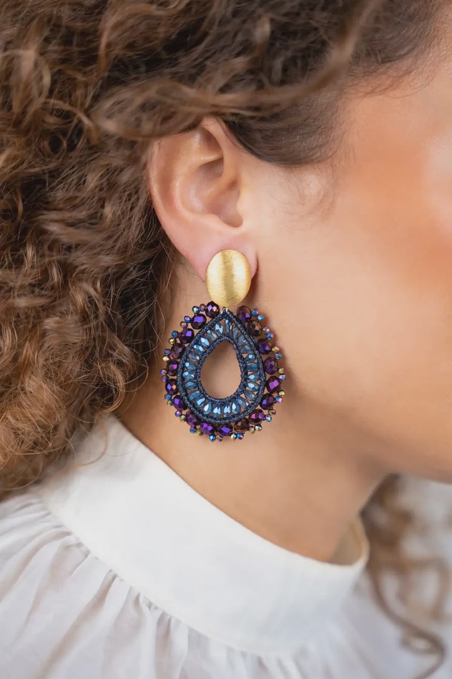 DISCO PURPLE OORBELLEN VOS DROP L
