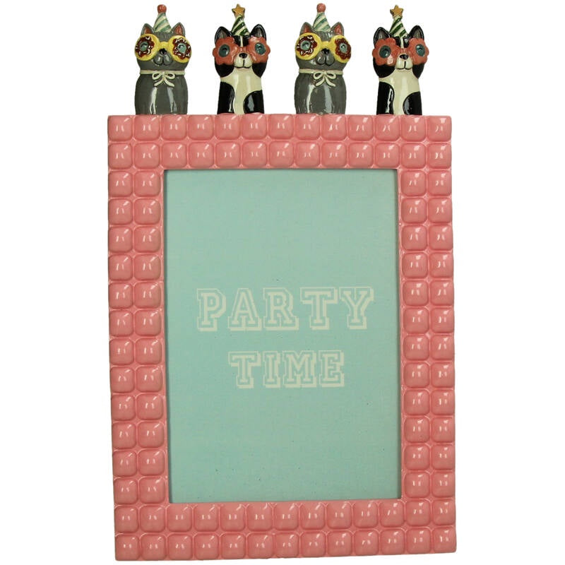 Fotolijst Feestkat Polyresin Roze 13x18cm