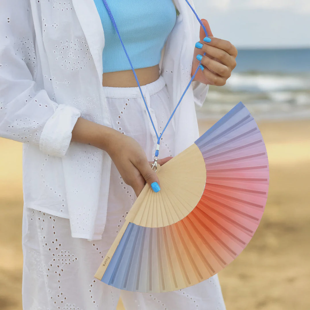 Hand fan blue and orange gradien