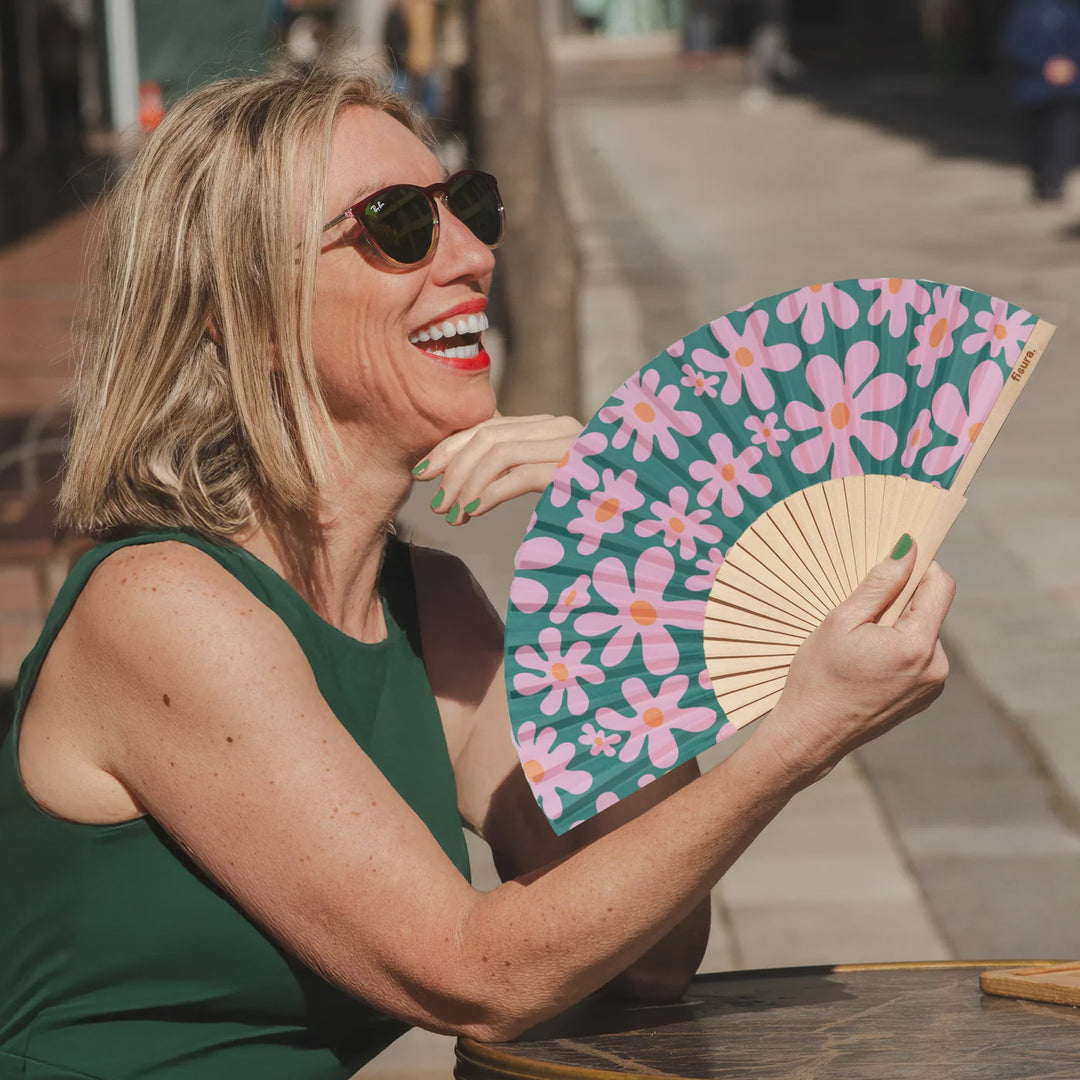 Summer of Love – Groene Waaier met Roze Bloemen