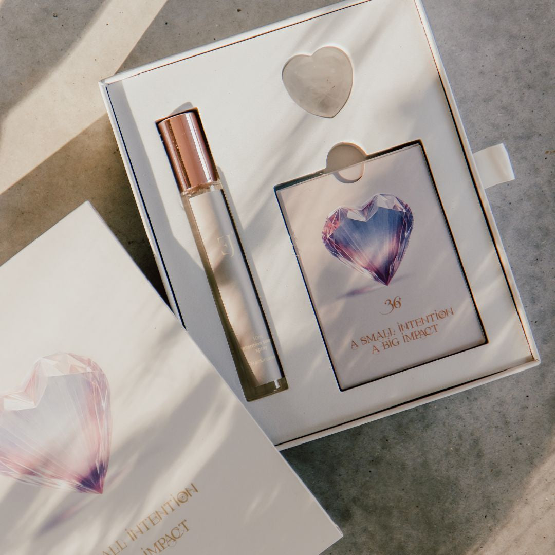 Intention  cards with setting spray and crystal