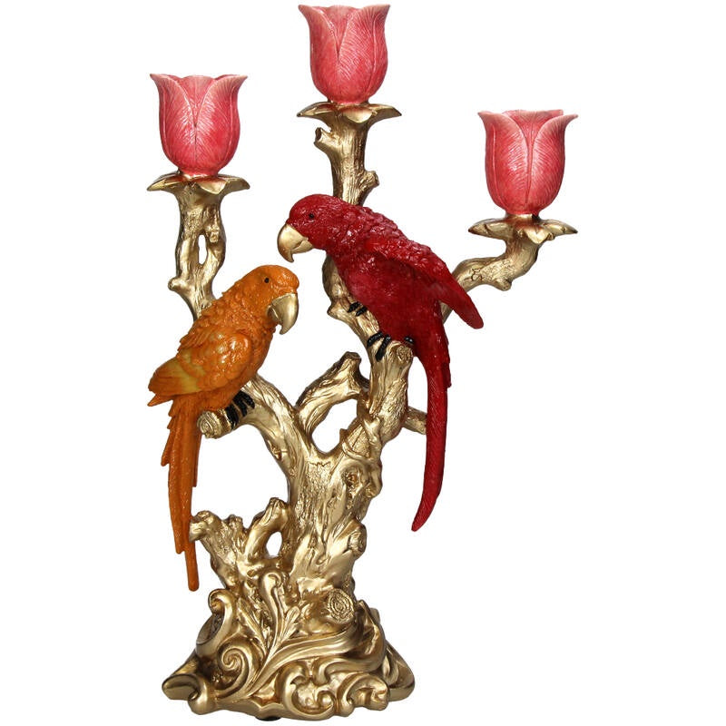 Candle Stick Bird Polyresin Multi