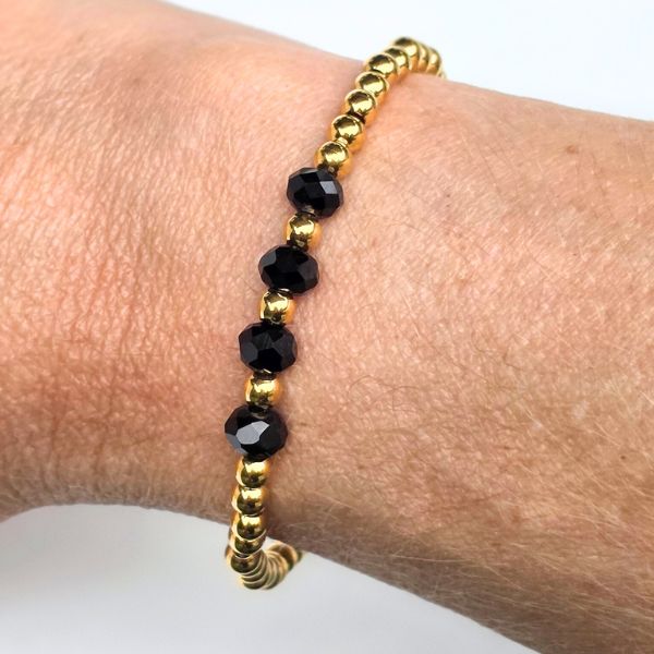 KRALENARMBAND FOUR SPARKLING BLACK