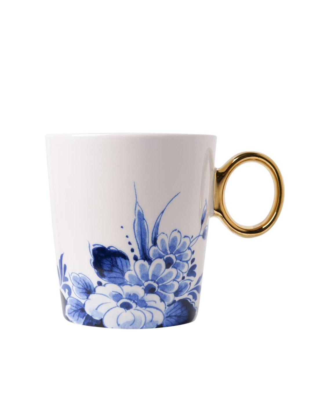Mok Bloem - Delfts blauw - Goud - Keramiek - 300 ml
