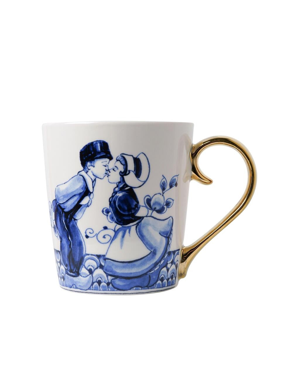 Mok Kissing couple - Delfts blauw - Goud - Keramiek - 300 ml
