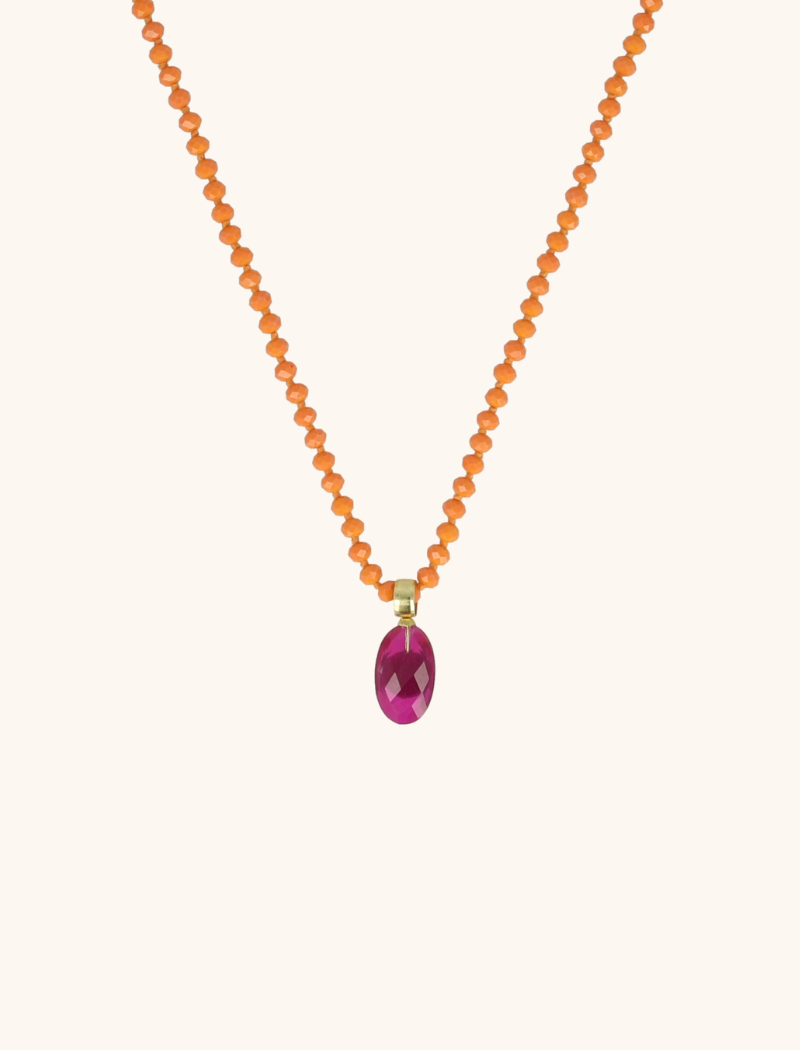 ORANJE KETTING JONNE GLASSBEAD WITH STONE