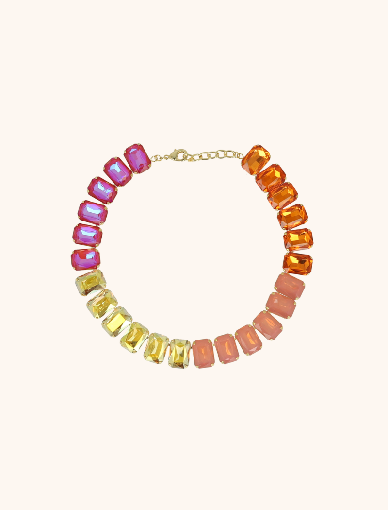 ORANJE/ROZE KETTING ELOISE RECTANGLE STONES M