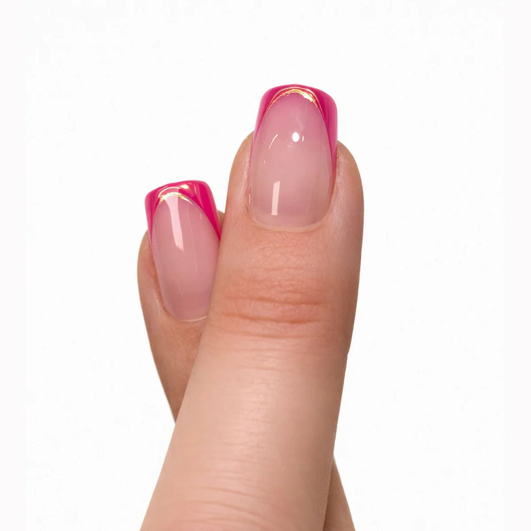 Freaky Nails Pink Drip French Press On Nagels met Roze Tip