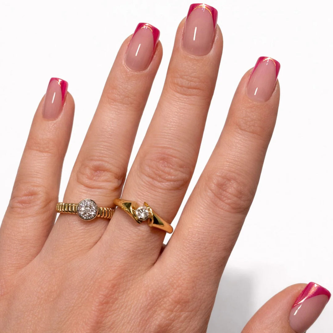 Freaky Nails Pink Drip French Press On Nagels met Roze Tip