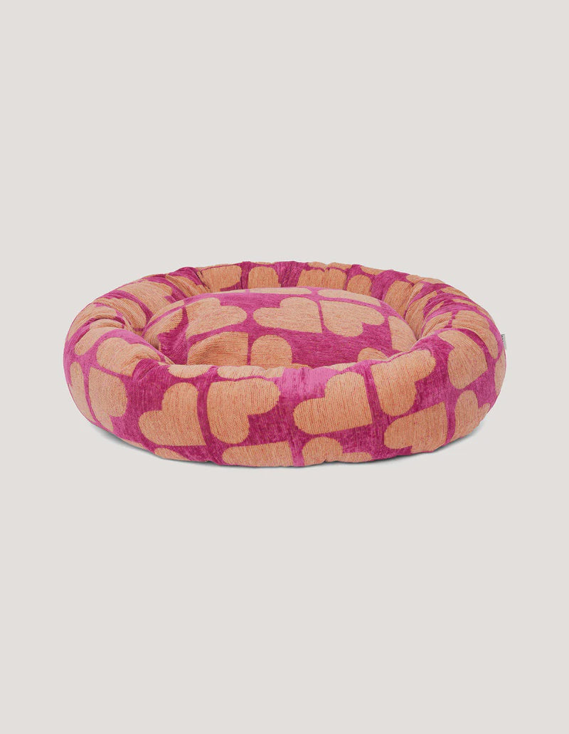 HEART ROUND DOG BED Oranje Roze S
