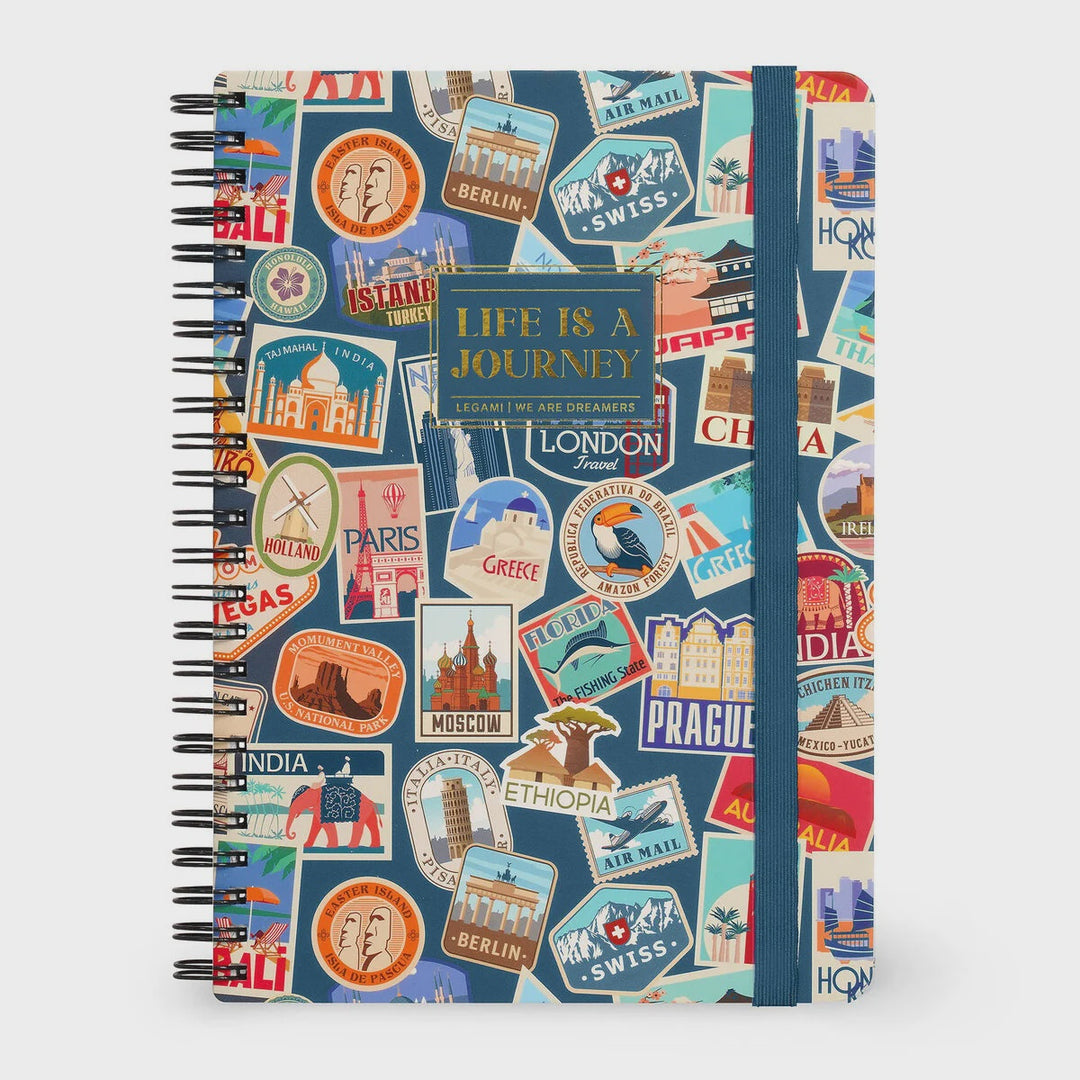 Legami A5 Notitieboek met lijnen – Travel Stickers