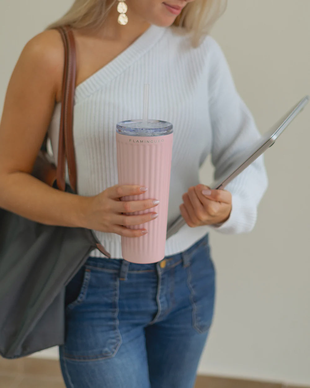 TROY - Pink large cup with straw