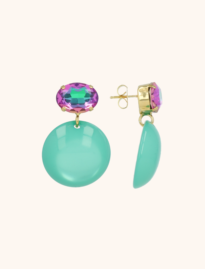 TURQUOISE OORBELLEN LARA CIRCLE ELEMENT