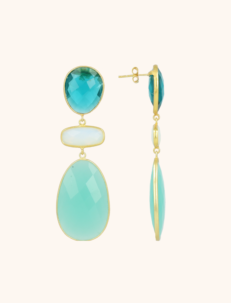 Turquoise Oorbellen Runa Triple Framed ShapesLott Gioielli