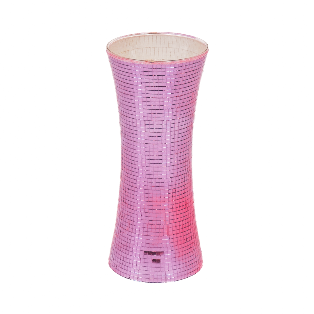 Vaas - Disco - Glas - Roze - 12,5x12,5x30cm