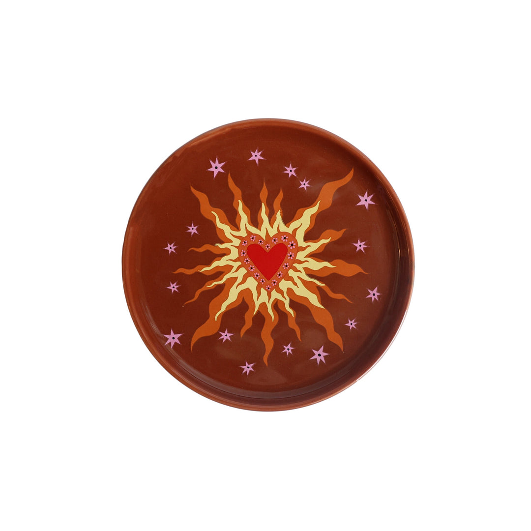 Small Plate Heart With Fire