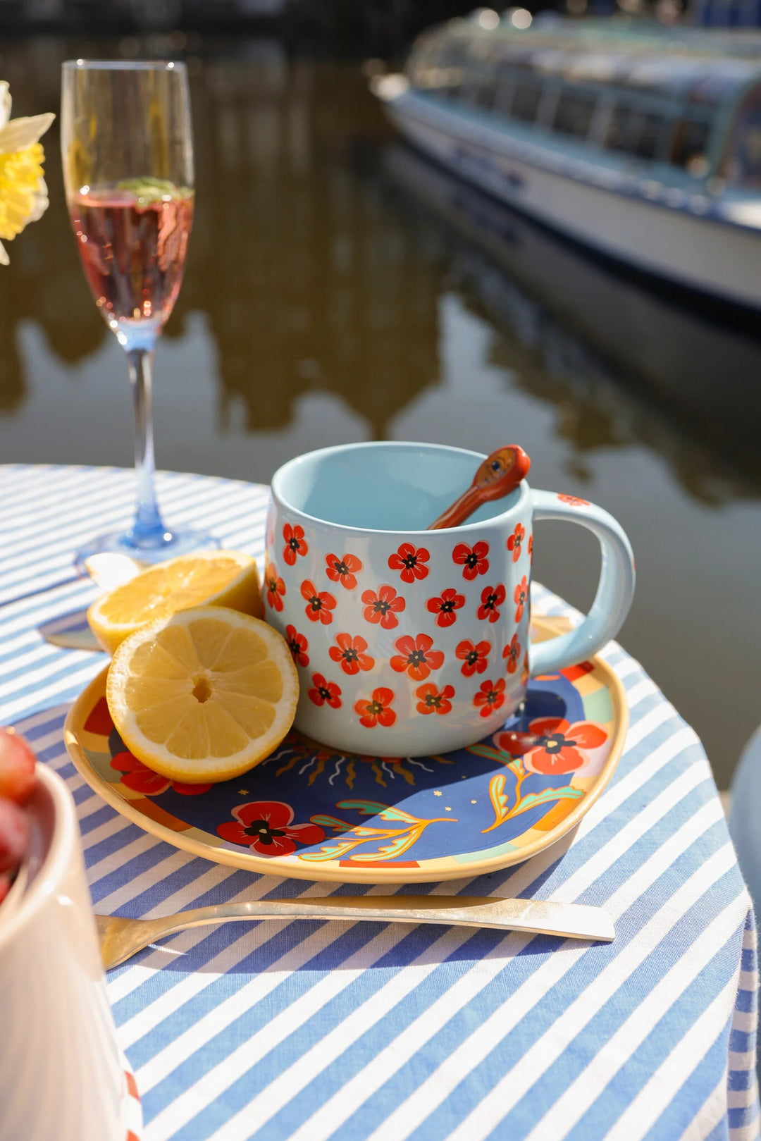 Mok Blauw met Klaprozen