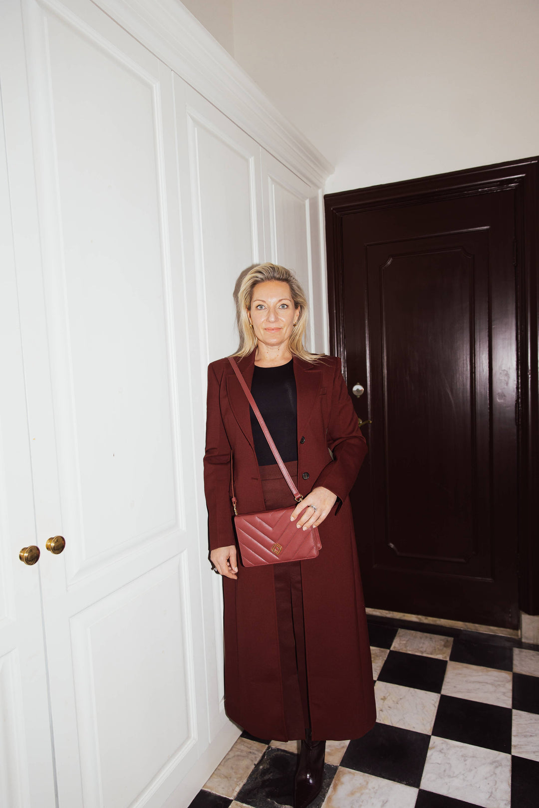 Clutch Diva Apple Leather Burgundy