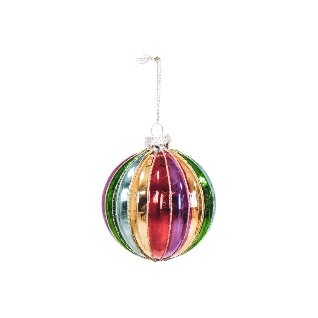 Xmas Ball - Glass - Multi Colour - 8x8cm