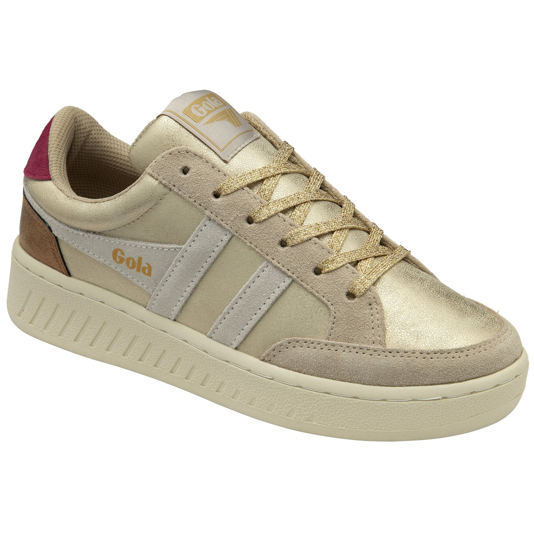 Gola Womens Superslam Blaze II Trainer Gold/Off White/Cerise