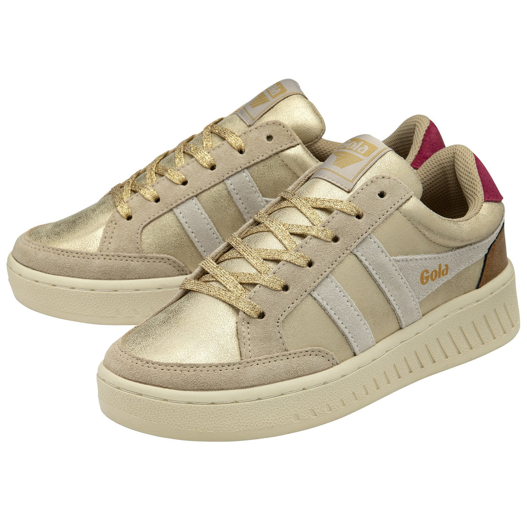 Gola Womens Superslam Blaze II Trainer Gold/Off White/Cerise
