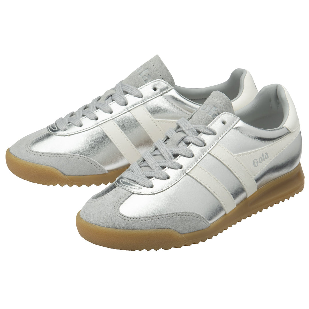 Gola Women's Torpedo Glimmer Trainer Silver/Off White