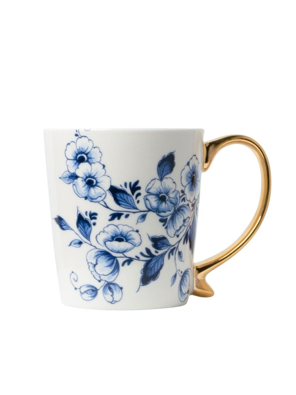 Mok Bloemen - Delfts blauw - Goud - Keramiek - 300 ml